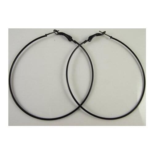 Free Shipping 72pcs(36pairs) Black Hoop Earrings Wholesale Fashion Circle Round Earrings Big