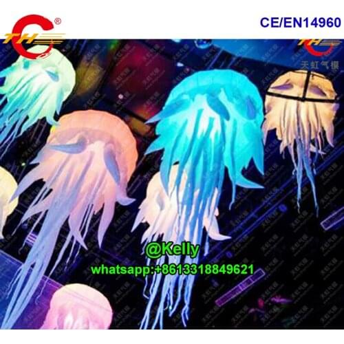 Free air shipping RGB led advertising hanging up jellyfish balloon for sale, custom made promotion inflatable jellyfish balloon