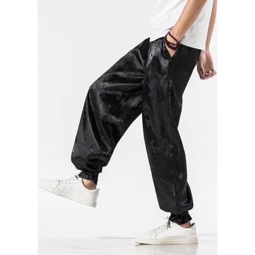 Streetwear Mens Joggers Trousers Chinese Style Casual Harem Pants Autumn Dragon pattern Oversize Man Pants Plus Size 5XL