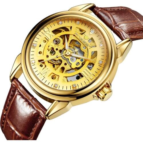 Skeleton Mens Watches Fashion Top Brand Luxury Business Automatic Mechanical Watch Men Casual Waterproof Watch Relogio Masculino
