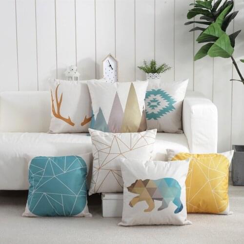 Nordic Style Cushion Cover Geometric Cushions Case Pillow Case Home Decor 45*45cm Zip Open 18inch Square Pillow Cover