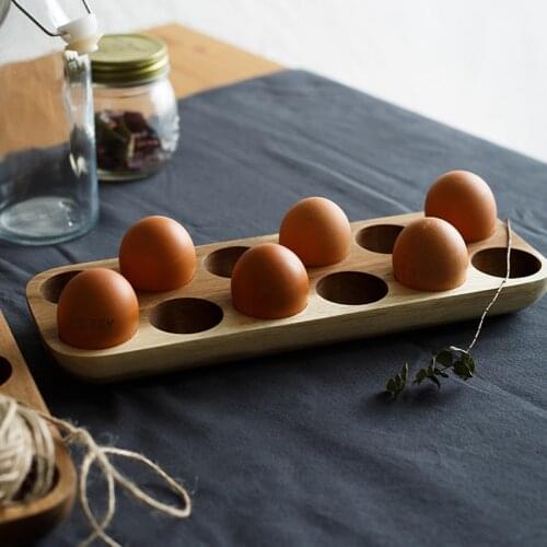 Wooden Egg Storage Tray Double Row Non-Slip Egg Storage Box Refrigerator Case Container Home Kitchen Cooking Organizer Tools
