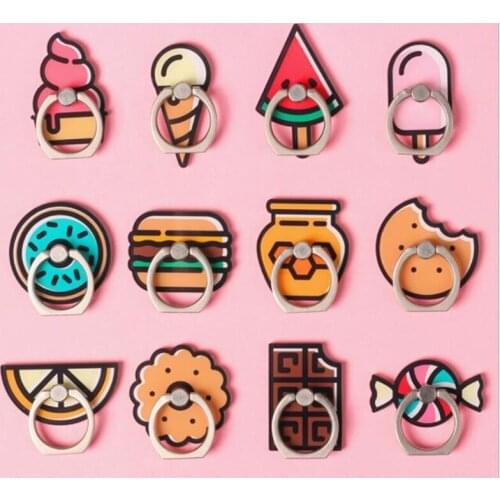 Mobile Phone Stand Holder Finger Ring Smartphone Cookie Candy Burger Food Holder Shark Lion Stand For Iphone 11 12 All Phone