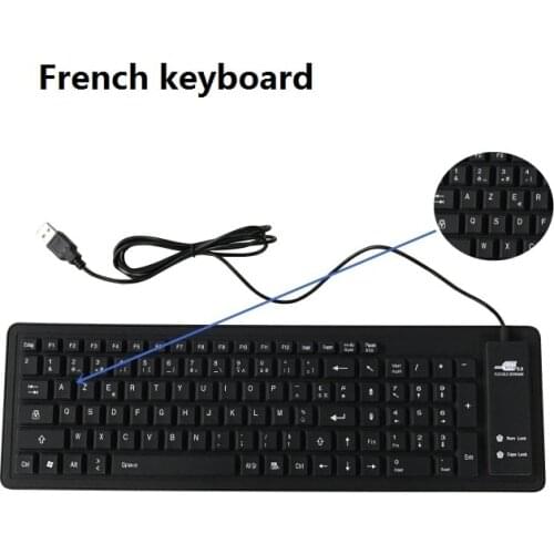 French keyboard Compact USB Soft Silicone Waterproof Keyboard For PC Laptop