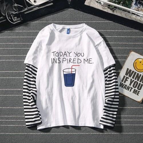 Hip hop long sleeve fake two piece t shirt big shirts men clothing men fashion 2020 new oversized tees clothes tshirt