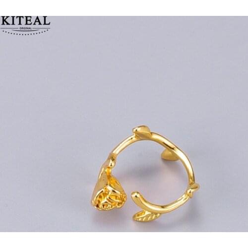 KITEAL Gold Filled size Resizeable Gentlewoman Joint Knuckle Rings Roses, flowers, leaves men ring Wedding Jewelry Accessories