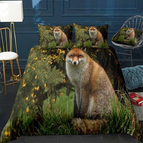Animal Fox Quilt Cover Pillowcase 3Piece Comforter Bedding Set With Pillow Case Single Double Duvet Cover Home Decora