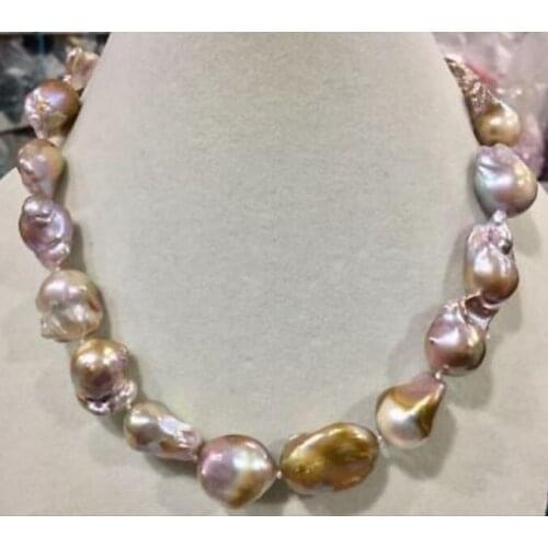 Beautiful 15-20MM baroque purple reborn keshi pearl necklace 18" 36" AAA
