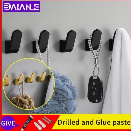 Bathroom clothes hook set entry door shoes wardrobe robe hooks black toilet towel clothes row hook screw free installation