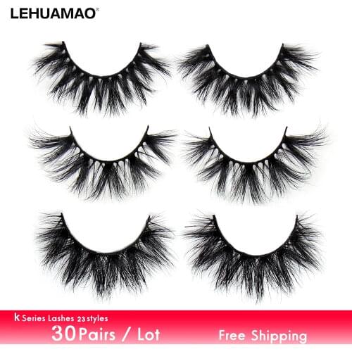 LEHUAMAO 30 Pairs/Free DHL Shipping Lashe 5D Mink Eyelashes Fluffy Natural Long Lashes Cruelty Free False Eyelash Makeup