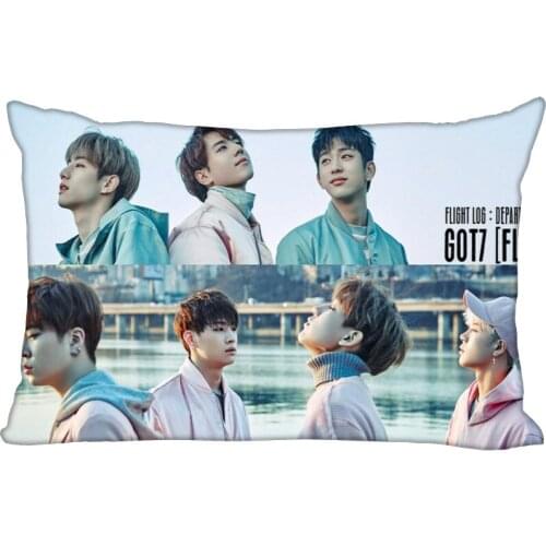 Hot GOT7 Printed Satin Pillowcases Two sides Standard Silk Soft Rectangle zipper pillowcover More size Custom LOGO