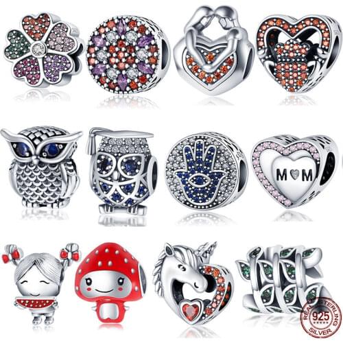 Hot Sale Zircon Series 925 Sterling Silver Owl Charm&Bead Fit Original 3mm Bracelet&Bangle Making Fashion DIY Jewelry For Women