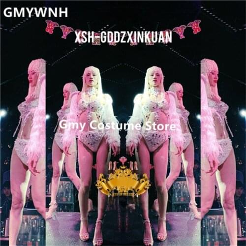 M39 Ballroom stage costumes singer performance dress bodysuit feather outfits bikini catwalk dress clothing bar show headwear dj