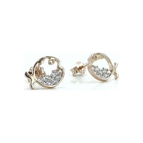 Tiny Everyday Studded Clip Fish 925 Sterling Silver Earrings
