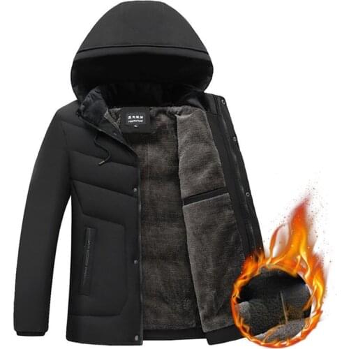 Men 2021 Autumn Winter Classic Warm Hooded Parkas Jacket Coat Middle-aged Men Cotton Padded Outwear Parka Jackets Men Y189