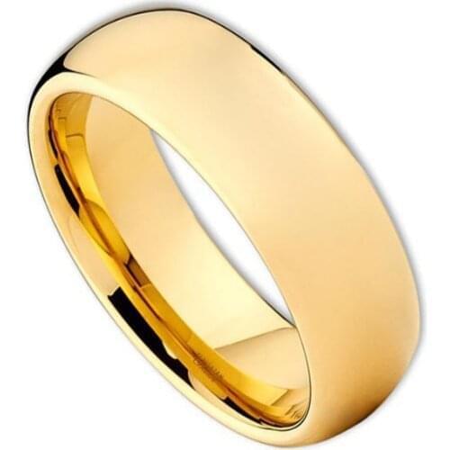 Wholesale Brazilian Tungsten Steel Jewelry 8mm Gold Color Marriage Engagement Couple Ring for Men and Women
