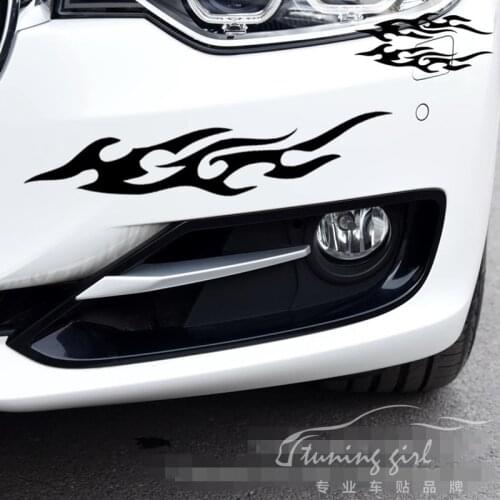 Car Stickers 2 PCS Flames Blaze Fire Elemental Creative Funny Decals For Rearview Mirrors Auto Tuning Styling Vinyls D15