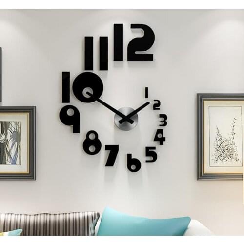 Wall Clocks 2021 DIY Large Clock Modern Design Silent Quartz Watch Sticker 3d Living Room Home Decor Acrylic Horloge