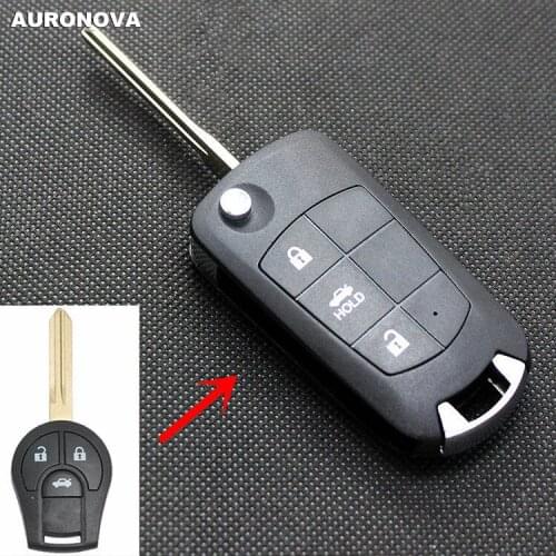 AURONOVA New Upgrade Folding Key Shell for Nissan Versa Sentra Maxima 3 Buttons Modified Remote Car Key Case