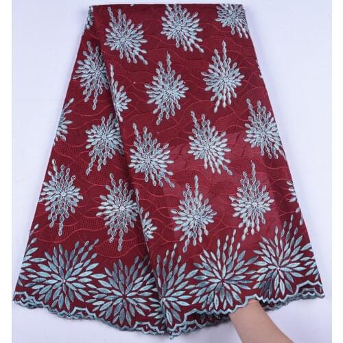 Latest African Lace Fabrics Red High Quality Cotton Lace For Dress Cotton Tulle Lace Fabric Swiss Voile Lace In Switzerland 1661