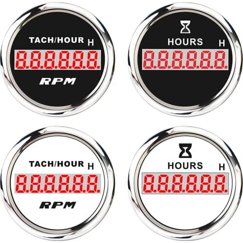 New 52mm Digital Hour Meter For Motorcycle Marine Boat Engine Tacho RPM Tachometer Hourmeter Time Gauge 12V 24V Accessories