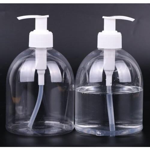 500ml Disposable Disinfectant Bottle Hand Wash Gel Bottle PET Material Press Plastic Bottle White Pump Head Empty Container