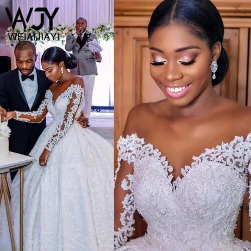 Arabic Off The Shoulder Elegant Sexy Lace Shiny Bridal Wedding Gown Dress Beads Appliques Court Train Dresses Vestidos De Noiva