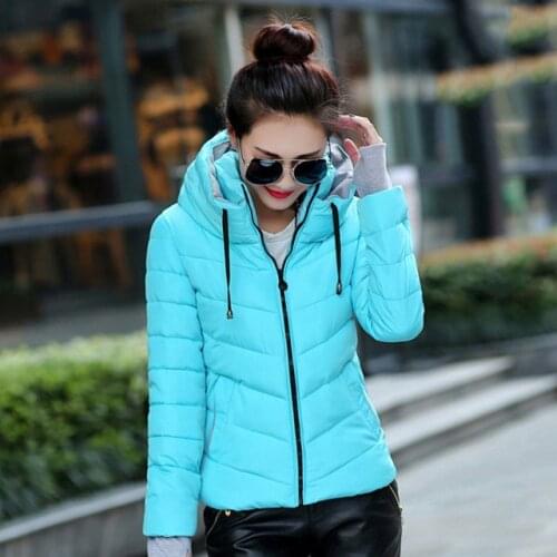 Zipper hooded casual coat women parkas stand collar warm coat female fashion lightweight women parkas short casual winter jacket