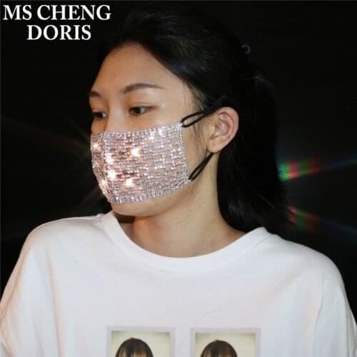 Dropship New Mesh Bling Rhinestone Jewelry Mask Purdah Sexynight Club Summer Party Shiny Veil Yashmak