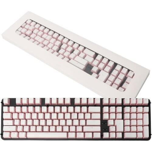 RGB 108 Keycaps ANSI Layout Add ISO PBT Pink Pudding Double Skin Milk Shot Backlit Keycap With Storage Board For OEM Cherry MX