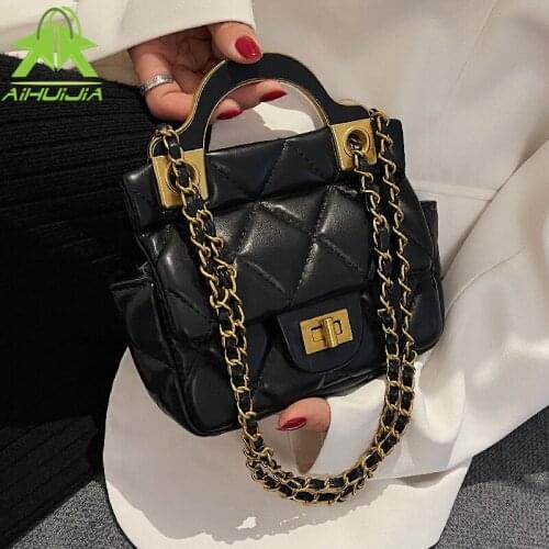 Luxury Lingge Women Handbags 2021 New Fashion Chain Soft PU Leather Shoulder Bag Female Luxury Solid Color Small Messenger Bag