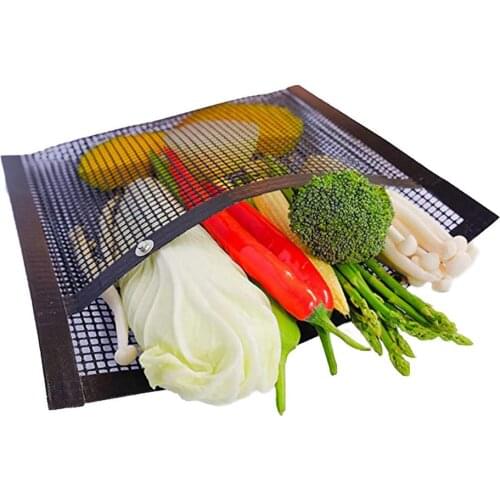 1pcs BBQ Mesh Bag High Temperature Resistant Non-Stick Baking Isolation Pad Mesh Sheet for Outdoor Picnic Camping Kitchen Tools