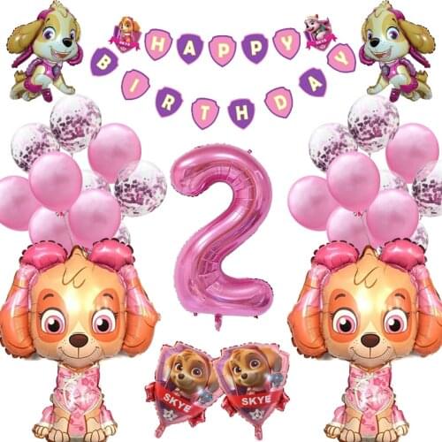 New Paw Patrol Birthday Ballons Kids Toys Patrulla Canina Pupply Skye Balloon Model Children Party Deco Gifts Set For Girls