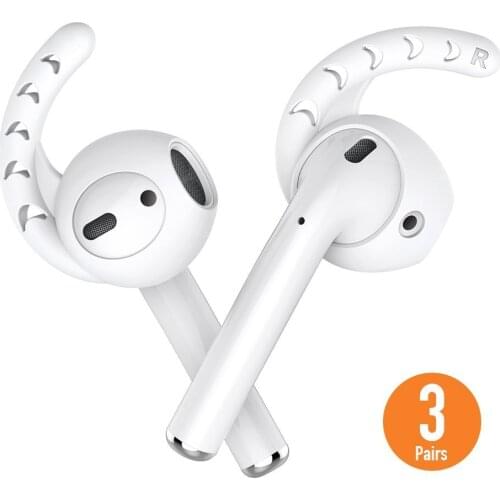 Duszake Replacement Soft Silicone Antislip Ear Cover Hook Earbuds Tips Earphone Silicone Case for AirPods 2 Apple 3 Pairs