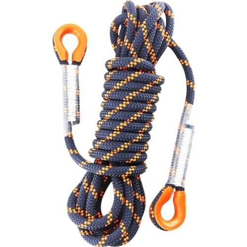 1PC 8mm Thickness Tree Rock Climbing Safety Sling Cord Rappelling Rope Equipment For Outdoor Sport (Black And Orange, 5 Meter)