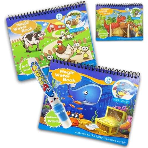 Drawing Creative Toys Water Drawing Cartoon Book Dinosaur Doodle with Magic Pen Learning Education Toys Gifts For Children Kids
