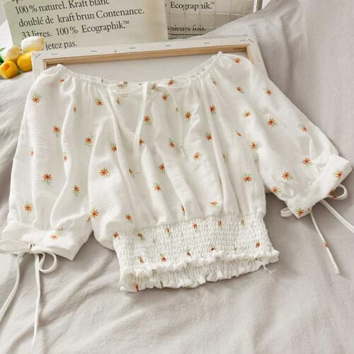 Wangxiangqian Blouses With Elastic