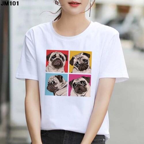New Harajuku Womens Kawaii Dog Print Tshirt Summer Fashion Short Sleeve Top Ladies T Shirt Casual Clothing White Female T-shirt