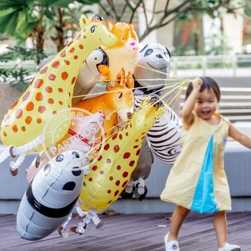 1pc Mixes Cartoon Walking Animal Foil Balloons Inflatable Dinosaur Dog Panda Air Balloons Birthday Party Decorations Kids Toys