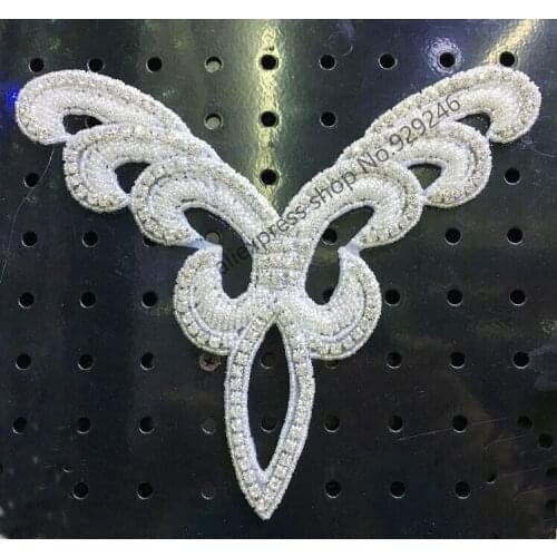 1pc/lot fashion clear crystal rhinestone neckline beaded crystal necklace for bridal wedding dress garment costume decoration