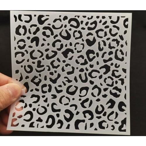 13*13 Leopard print Layering Stencils graffiti hand copied board hollowed out diy photo album graphic spray painting tool