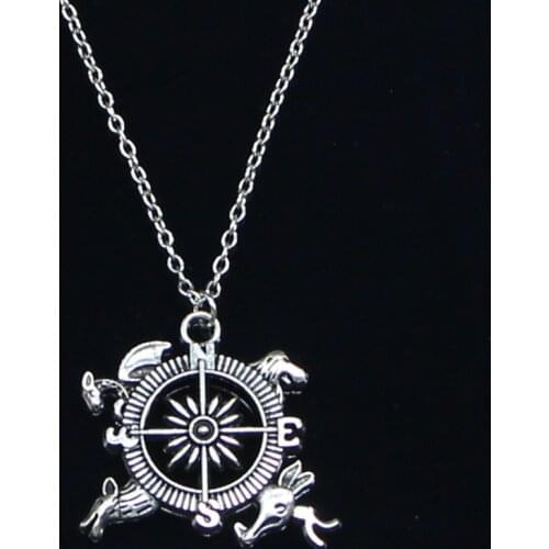 20pcs New Fashion Necklace 28x34mm compass animal lion dragonfly deer Pendants Short Long Women Men Gift