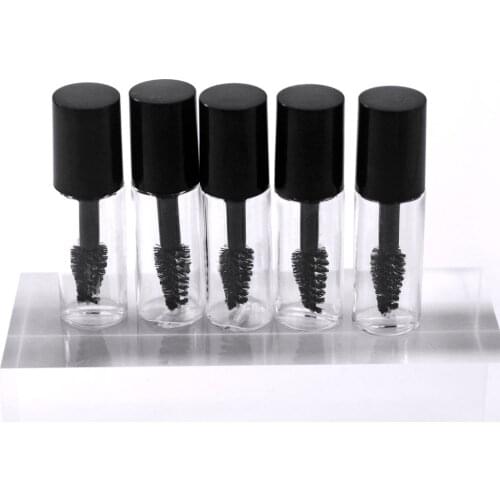 200Pcs 3Ml Plastic Petg Small Clear Empty Mascara Tube Vial Bottle Container With Black Cap For Eyelash Growth Medium Mascara