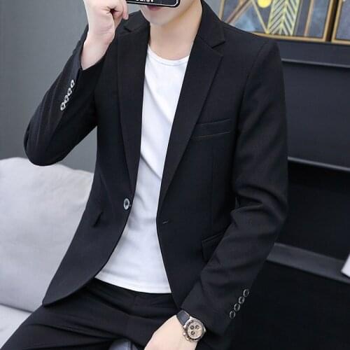 2021 Mens Autumn Slim Fit Handsome blazer Youth Trendy Solid Color Leisure blazer jacket