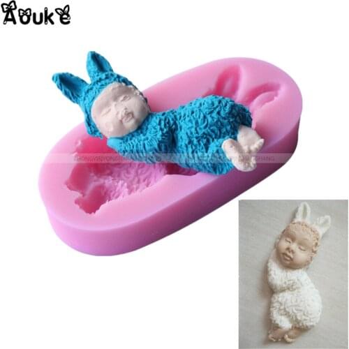 Sleeping Baby 3D Shape Cake Decoration Silicone Mold Soap Chocolate Fondant Molds Embossed Pastry Mould DIY Kitchen Baking Tools