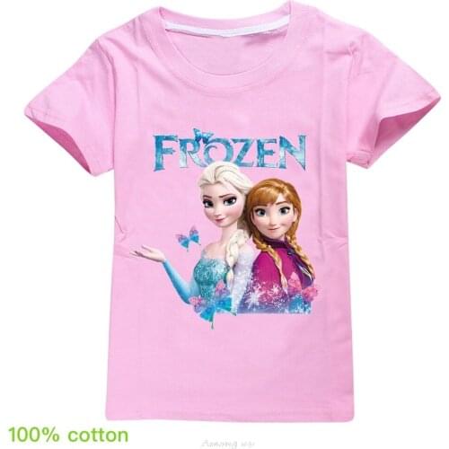 Disney Cartoon Child T Shirt Frozen Elsa Anna Printing Clothes Cute Anime Figures Clothing Boys Girls Toddler Tops Infant Tees