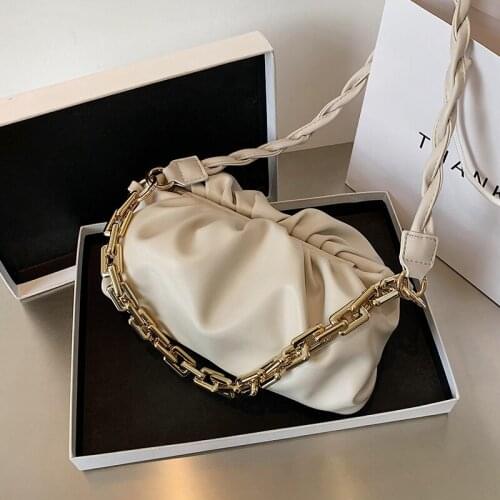 Elegant Weave Chain Cloud Bag Women Shoulder Bags 2020 New Quality Pleated Day Clutch Purse Womens Designer Handbag Armpit Bag