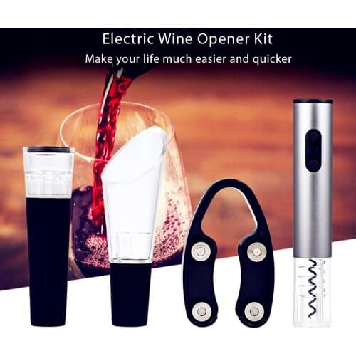 Electric Wine Bottle Opener Portable Automatic Corkscrew Foil Cutter Set Cork Opening Tool Kitchen Accessories