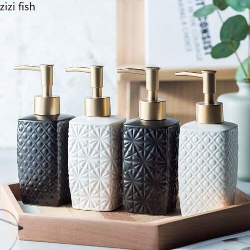 Floral Relief Lotion Bottle Portable Soap Dispenser Ceramic Toiletries Shampoo Empty Bottle Hand Sanitizer Bottle Bath Supplies