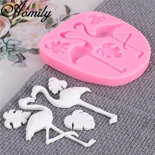 Aomily Flamingo Fondant Cake Mold Cake Decoration Baking Supplies Pastry Chocolate Candy Jelly Cake Mould Kitchen Silicone Mold